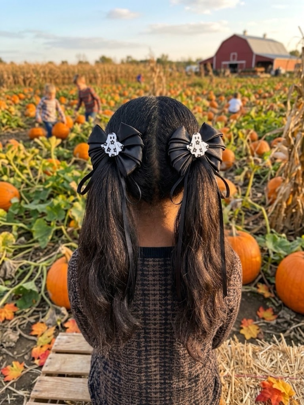 Black Satin Ribbon Ghost Hair Clips